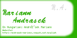 mariann andrasek business card